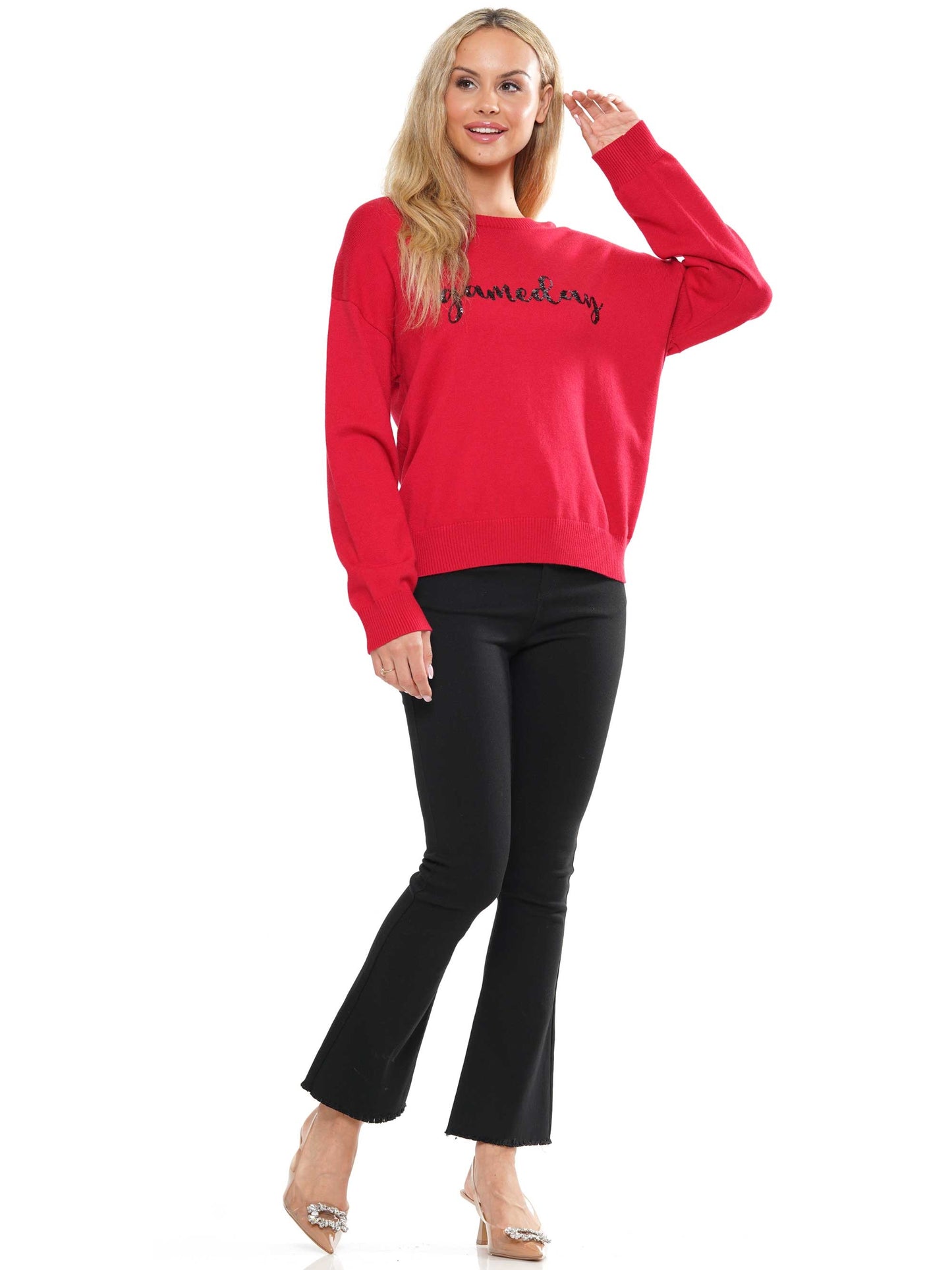 Gameday Script Sequin Sweater