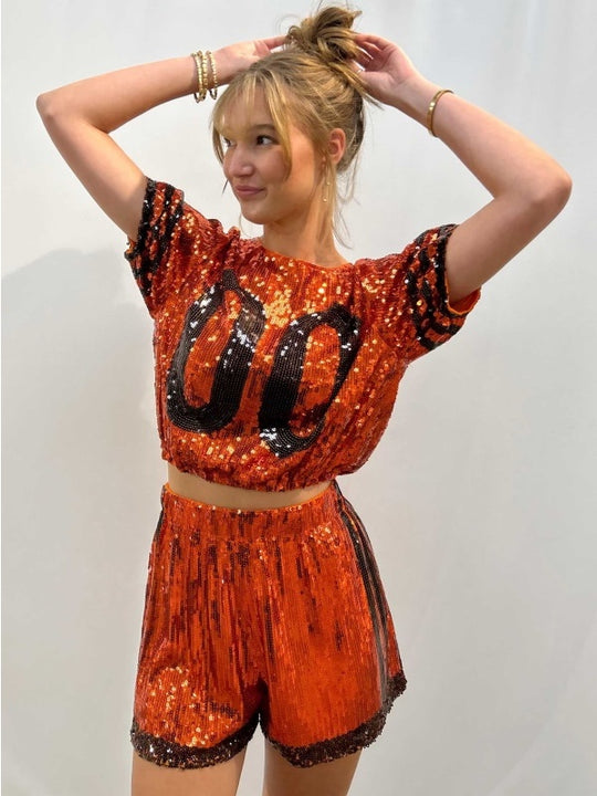 Double Zero Sparkle Sequin Crop Top