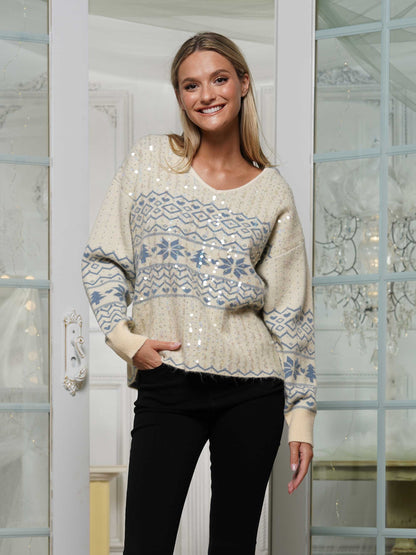 V-Neck Christmas Sweater