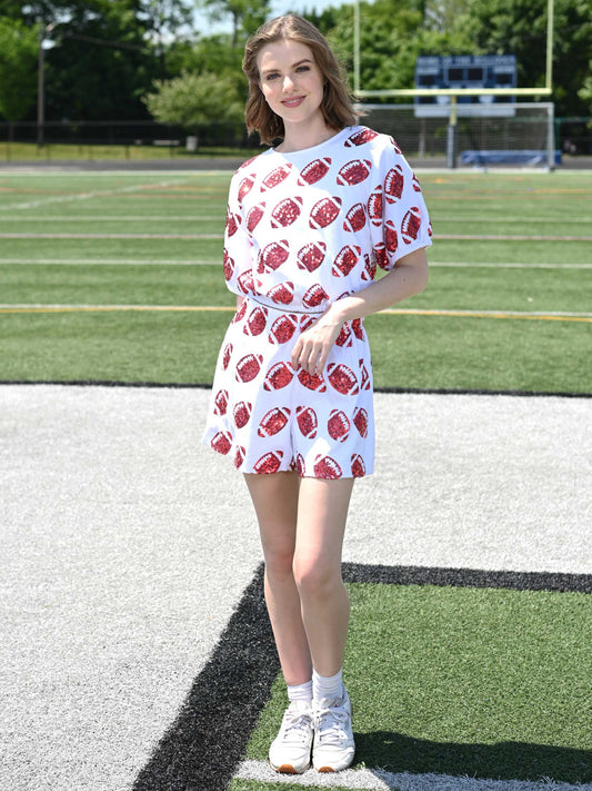 Superball Sequin Pattern Crop Top & Shorts Set