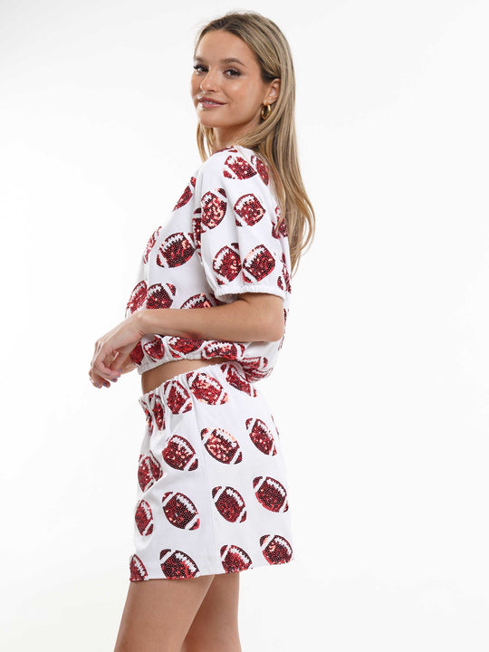 Superball Sequin Pattern Crop Top & Shorts Set