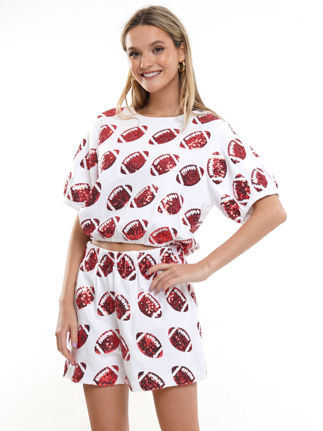 Superball Sequin Pattern Crop Top & Shorts Set