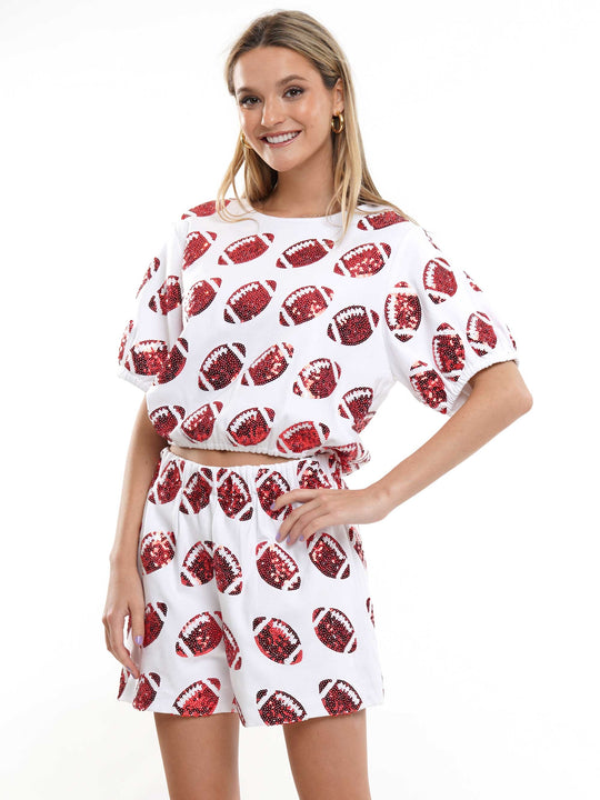 Superball Sequin Pattern Crop Top & Shorts Set