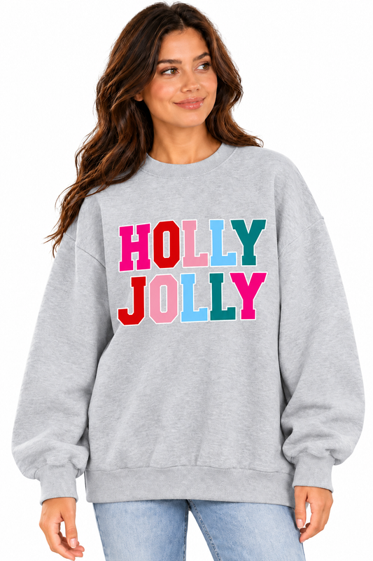 HOLLY JOLLY Christmas Sweatshirt – Heather Gray