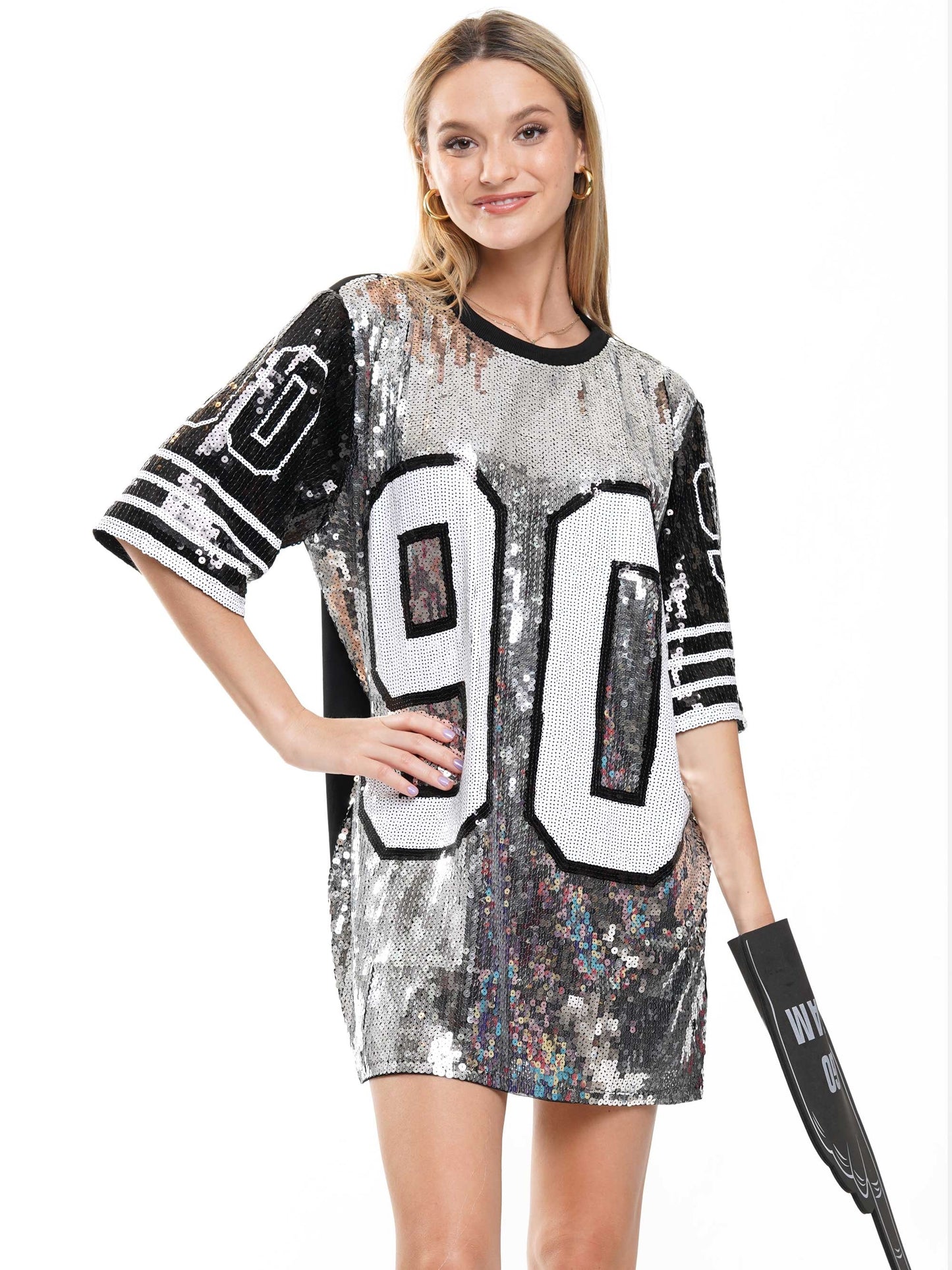 #90 sequin t-shirt dress jersey