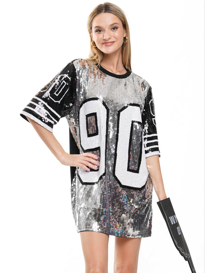 #90 sequin t-shirt dress jersey