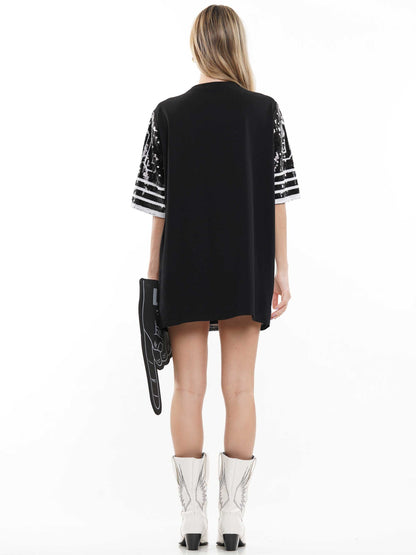 #90 sequin t-shirt dress jersey