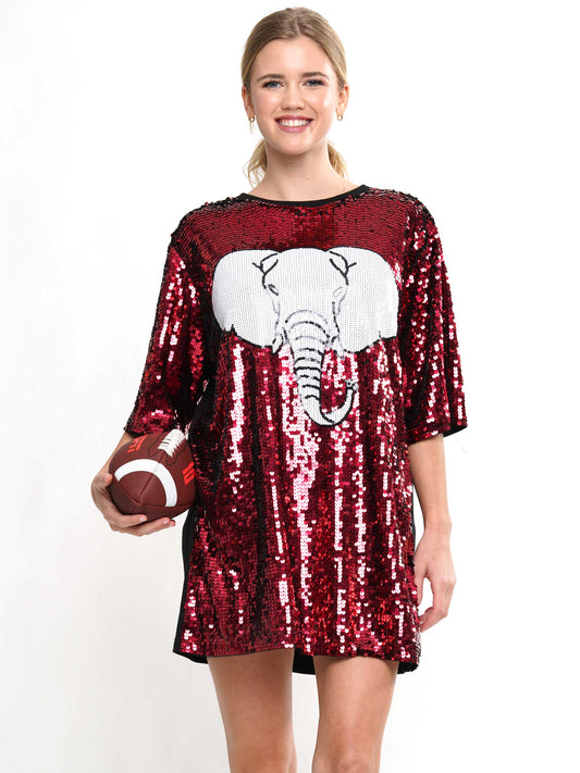 Gameday with elephant sequin dress