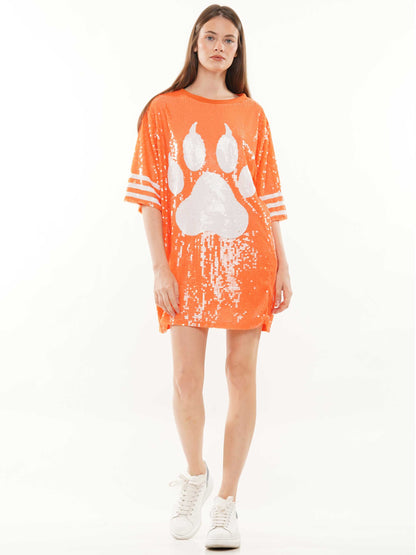 Tiger paw sequin dress