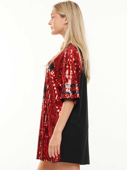 Sequin dress with bulldog
