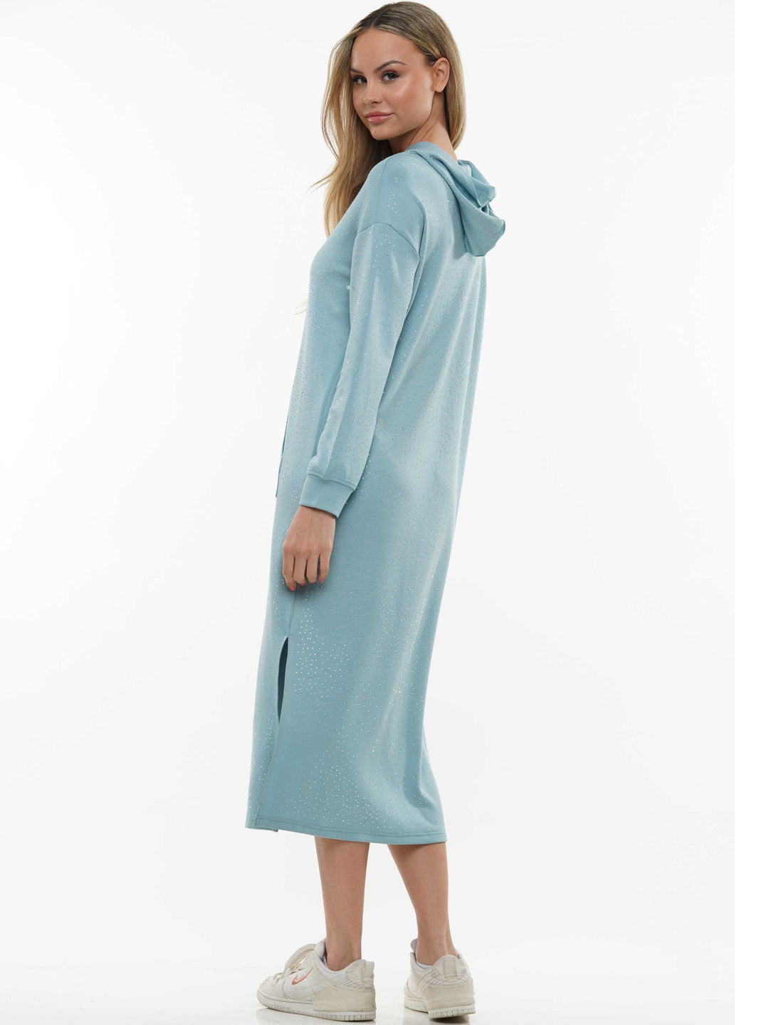 Light Soft Lyocell Silver Stone Hoodie Pocket Dress