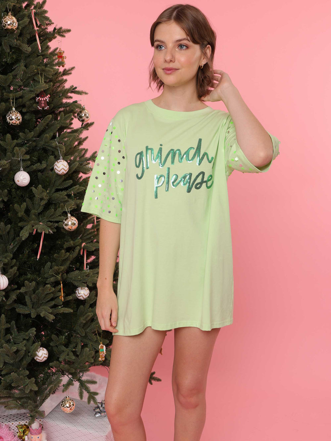 Grinch Please Sequin Dress