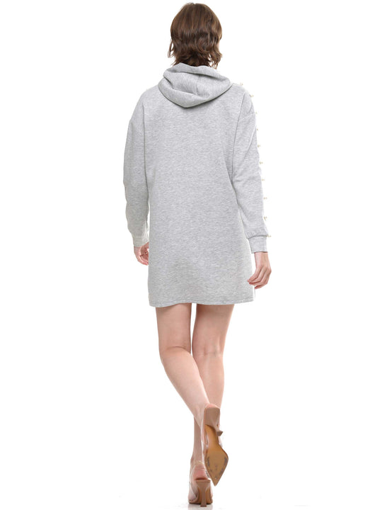 Light Lyocell Front Pocket Pearl Hoodie Dress