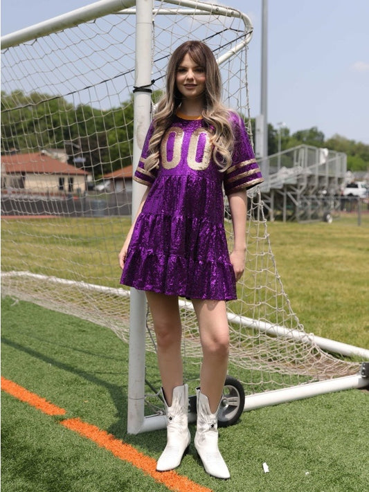 Double Zero Jersey Baby Doll Sequin Dress