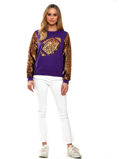 Sequin Sleeve Football Sweater