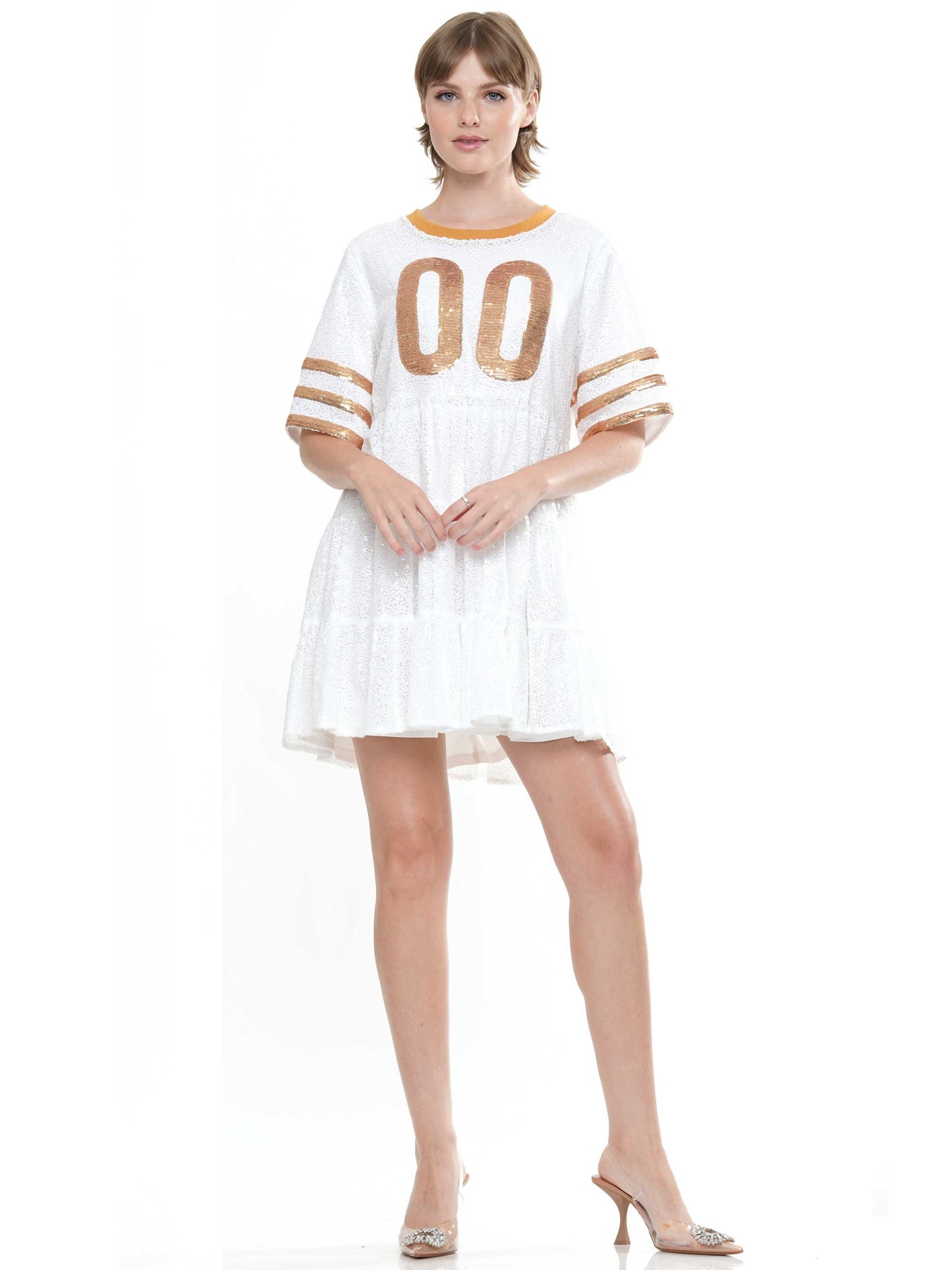 Double Zero Jersey Baby Doll Sequin Dress