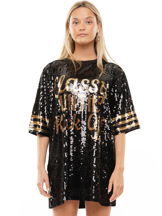 Classy until kick off sequin dress