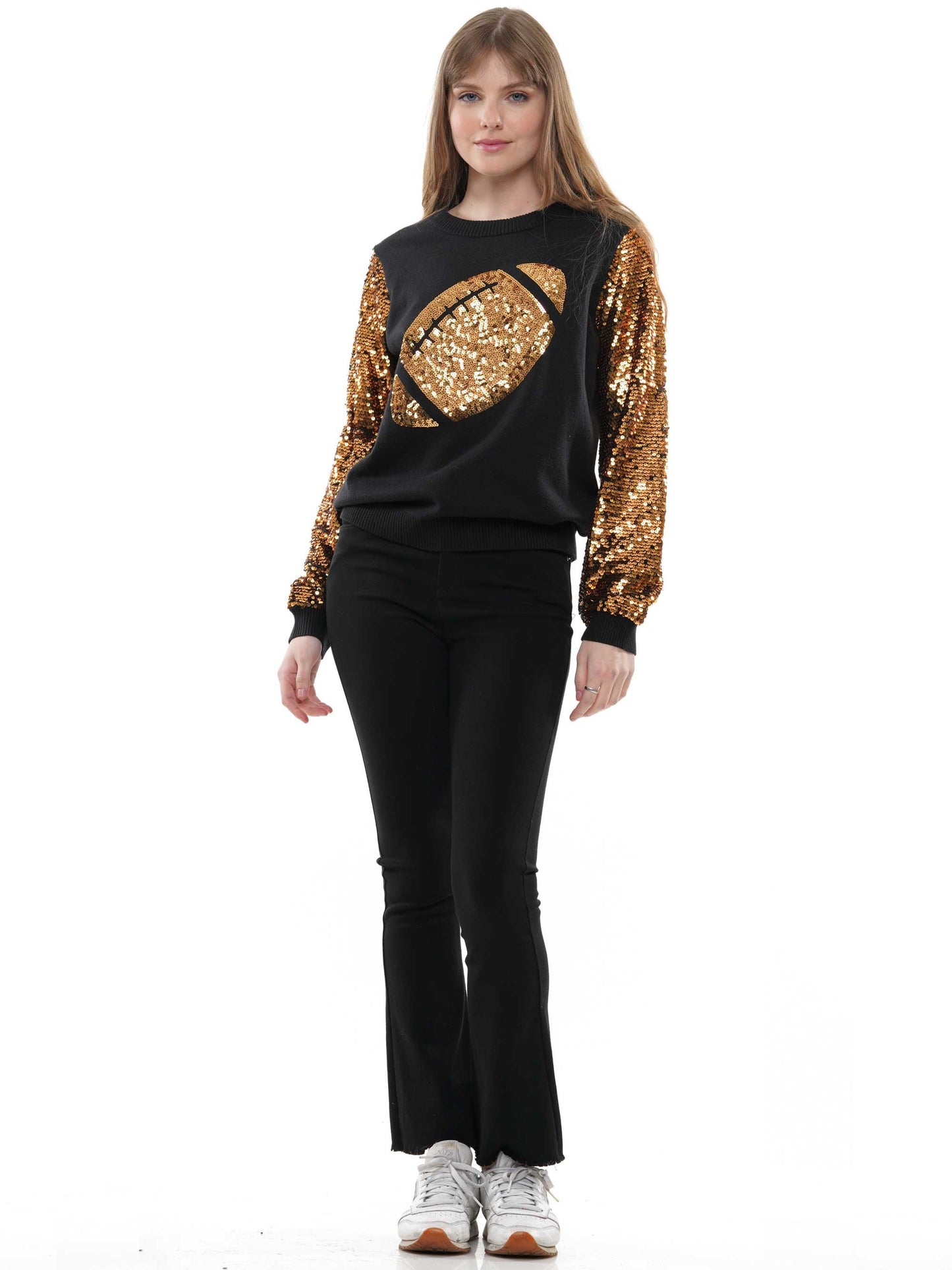 Sequin Sleeve Football Sweater