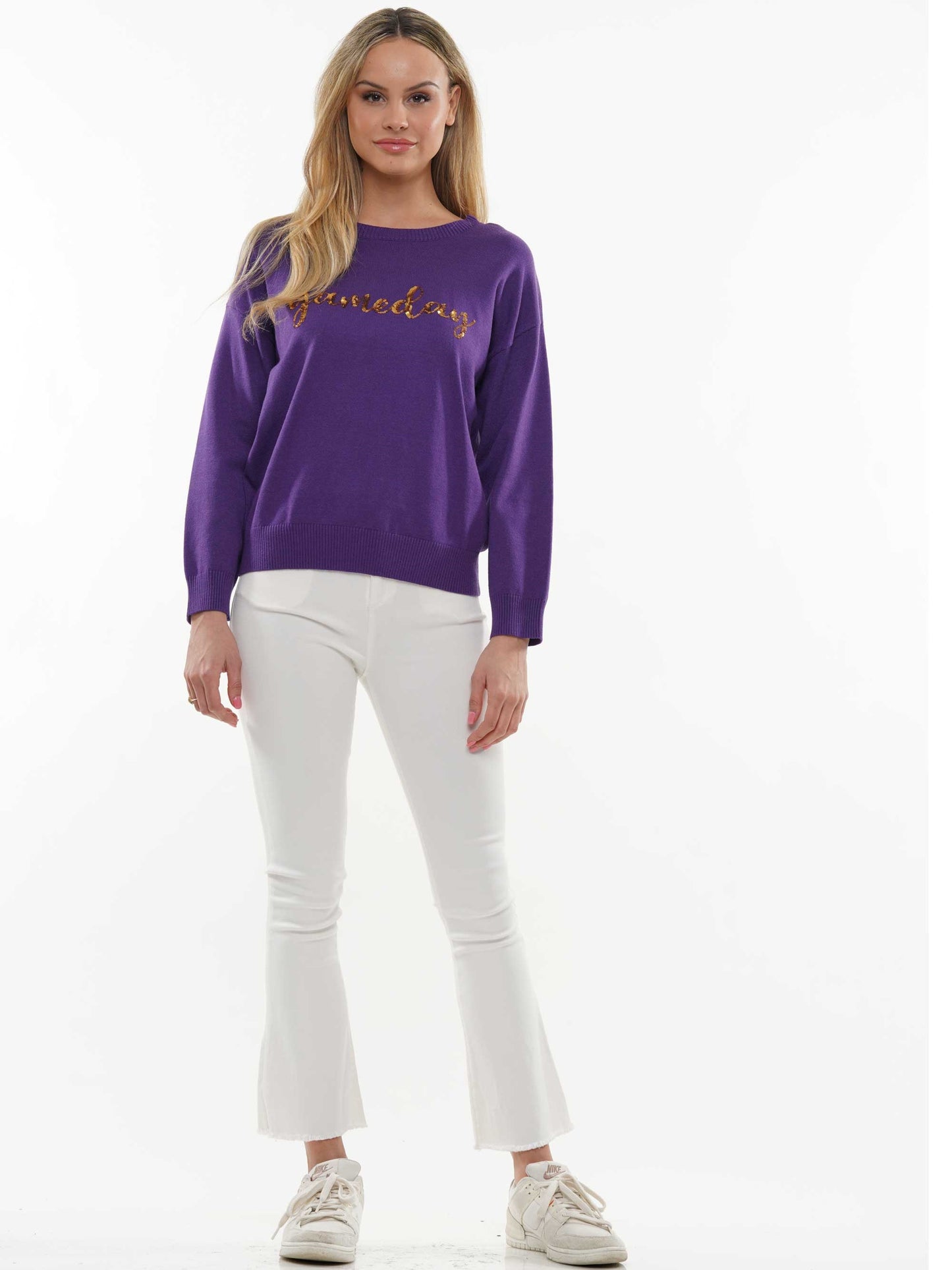 Gameday Script Sequin Sweater