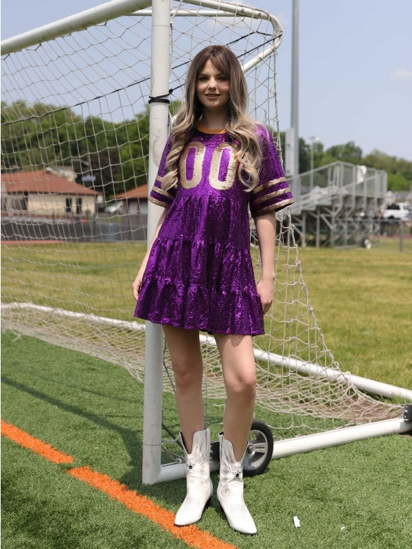Double Zero Jersey Baby Doll Sequin Dress