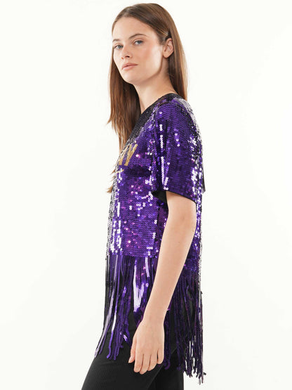 Gameday Fringe Sequin Top
