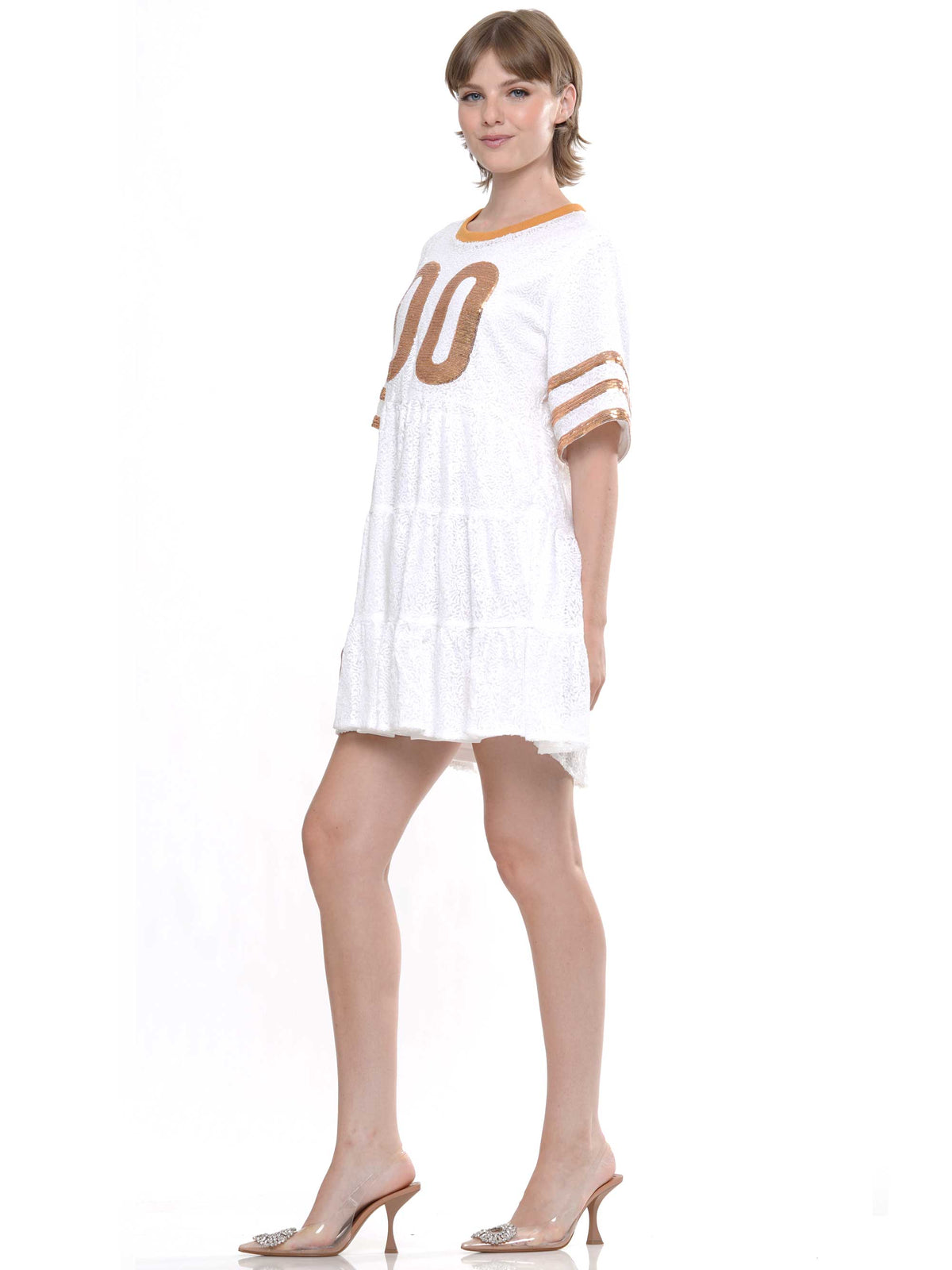Double Zero Jersey Baby Doll Sequin Dress