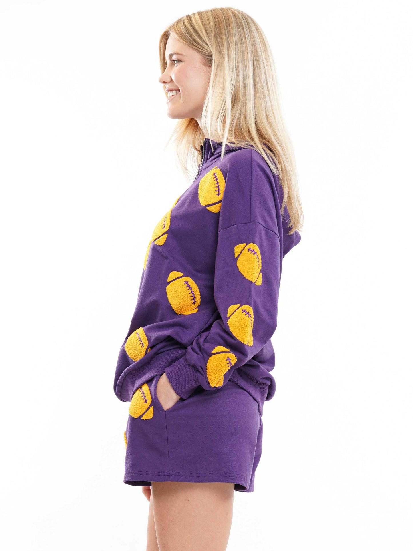 Football Chenille Hoodie & Shorts Set