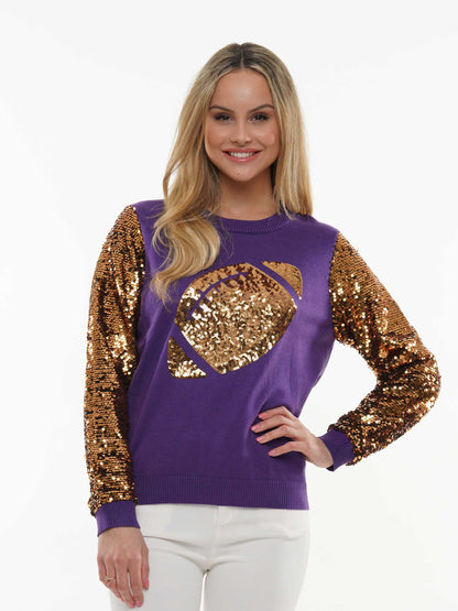 Sequin Sleeve Football Sweater