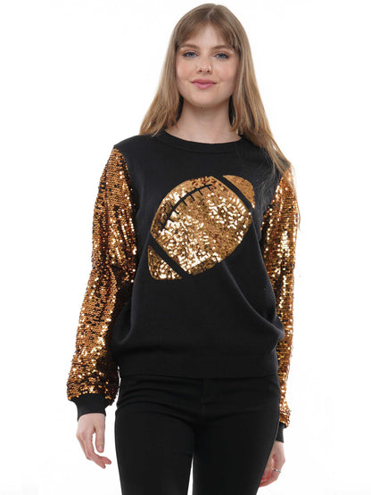 Sequin Sleeve Football Sweater