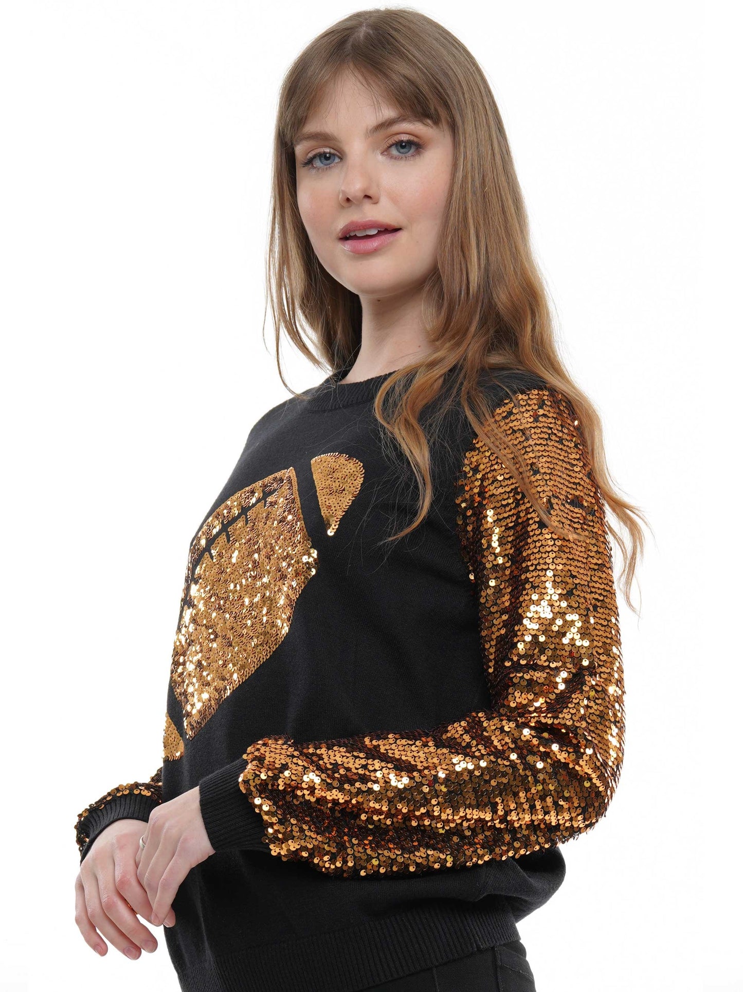 Sequin Sleeve Football Sweater