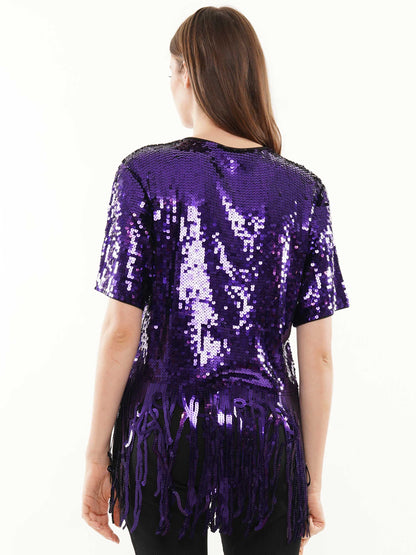 Gameday Fringe Sequin Top