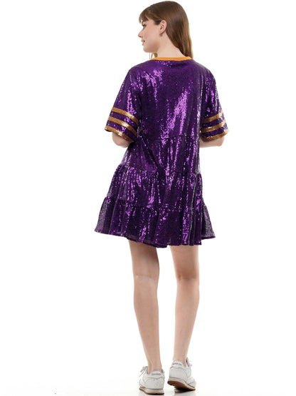 Double Zero Jersey Baby Doll Sequin Dress
