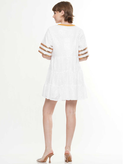 Double Zero Jersey Baby Doll Sequin Dress