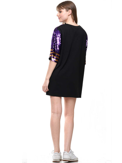 Sequin dress with football helmet