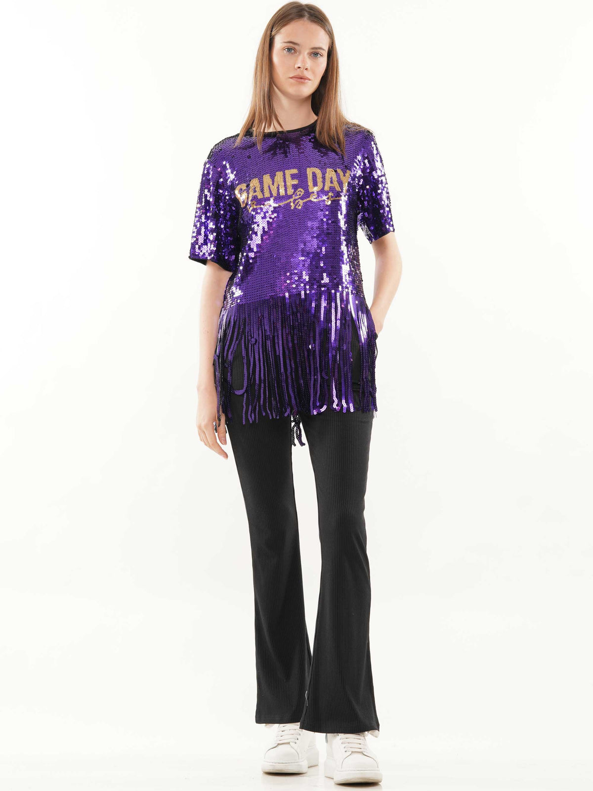Gameday Fringe Sequin Top