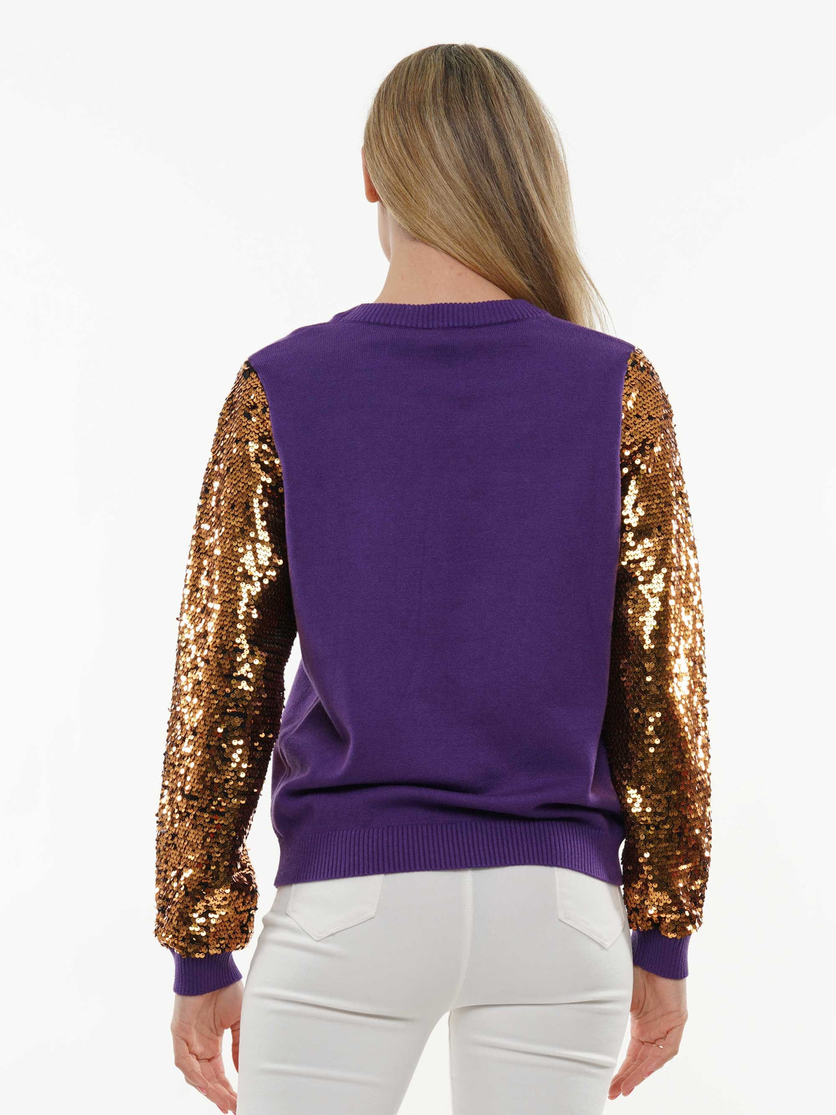 Sequin Sleeve Football Sweater