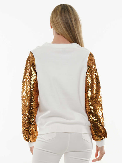 Sequin Sleeve Football Sweater