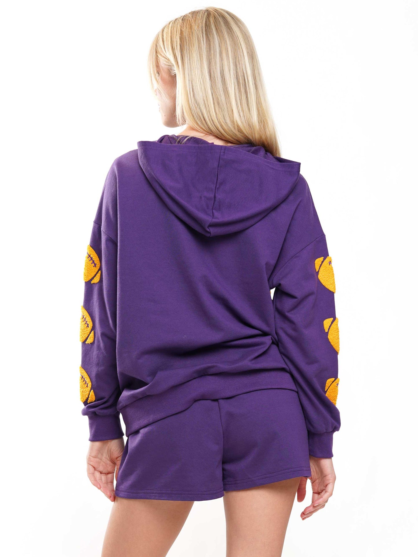 Football Chenille Hoodie & Shorts Set
