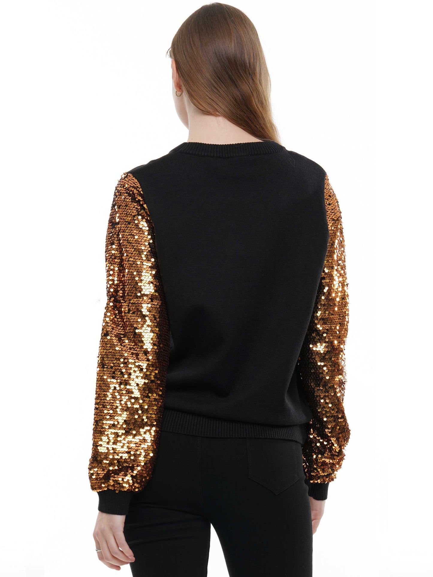 Sequin Sleeve Football Sweater