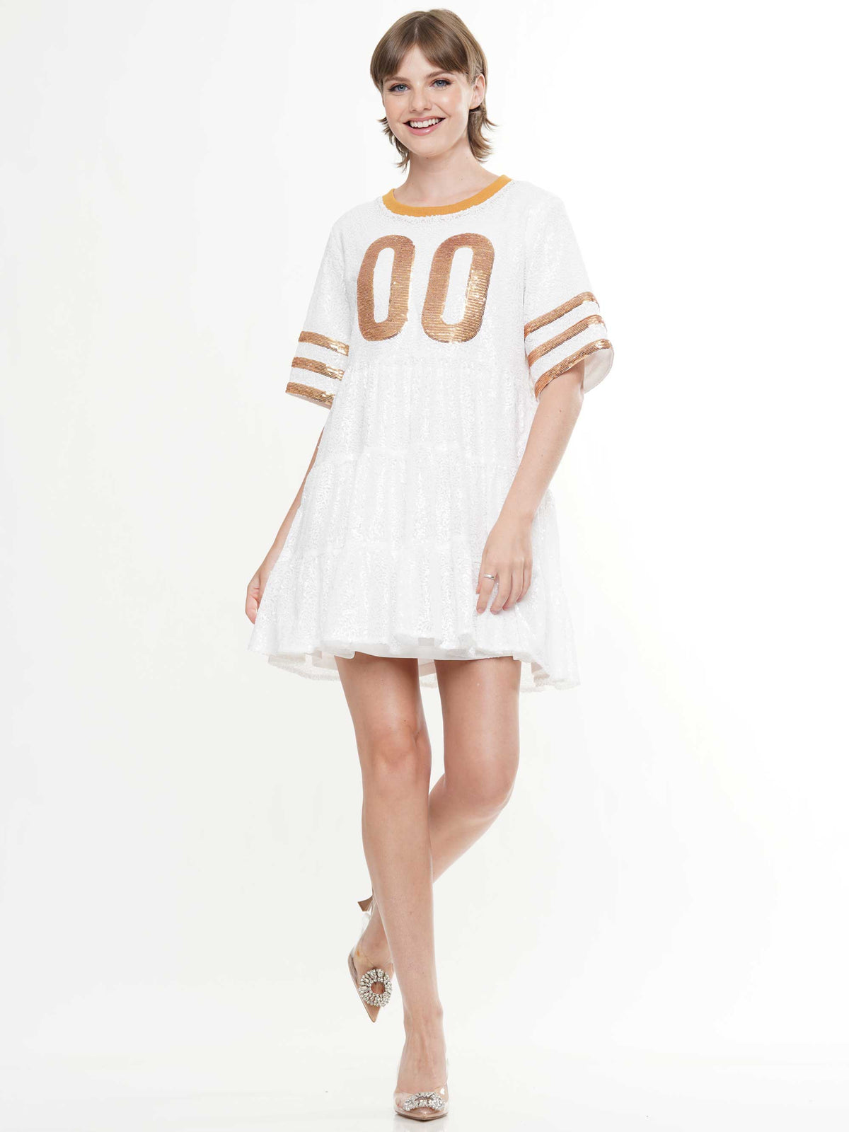 Double Zero Jersey Baby Doll Sequin Dress