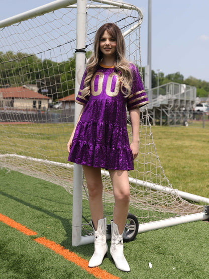 Double Zero Jersey Baby Doll Sequin Dress