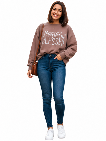 Cozy Crush Sweatshirt-Grateful Thankful Blessed-Hot Fix