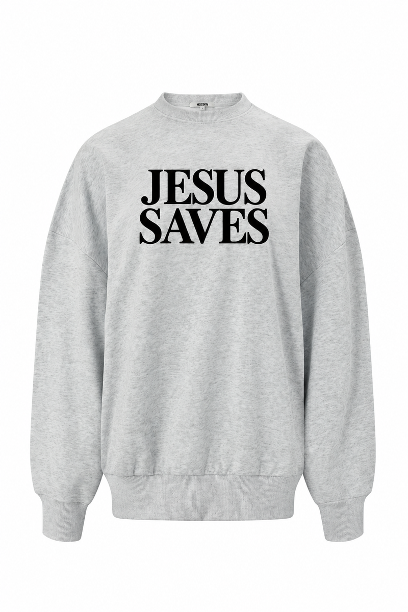 Jesus Saves Oversized Graphic Sweatshirt