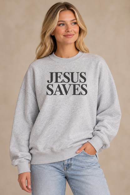 Jesus Saves Oversized Graphic Sweatshirt