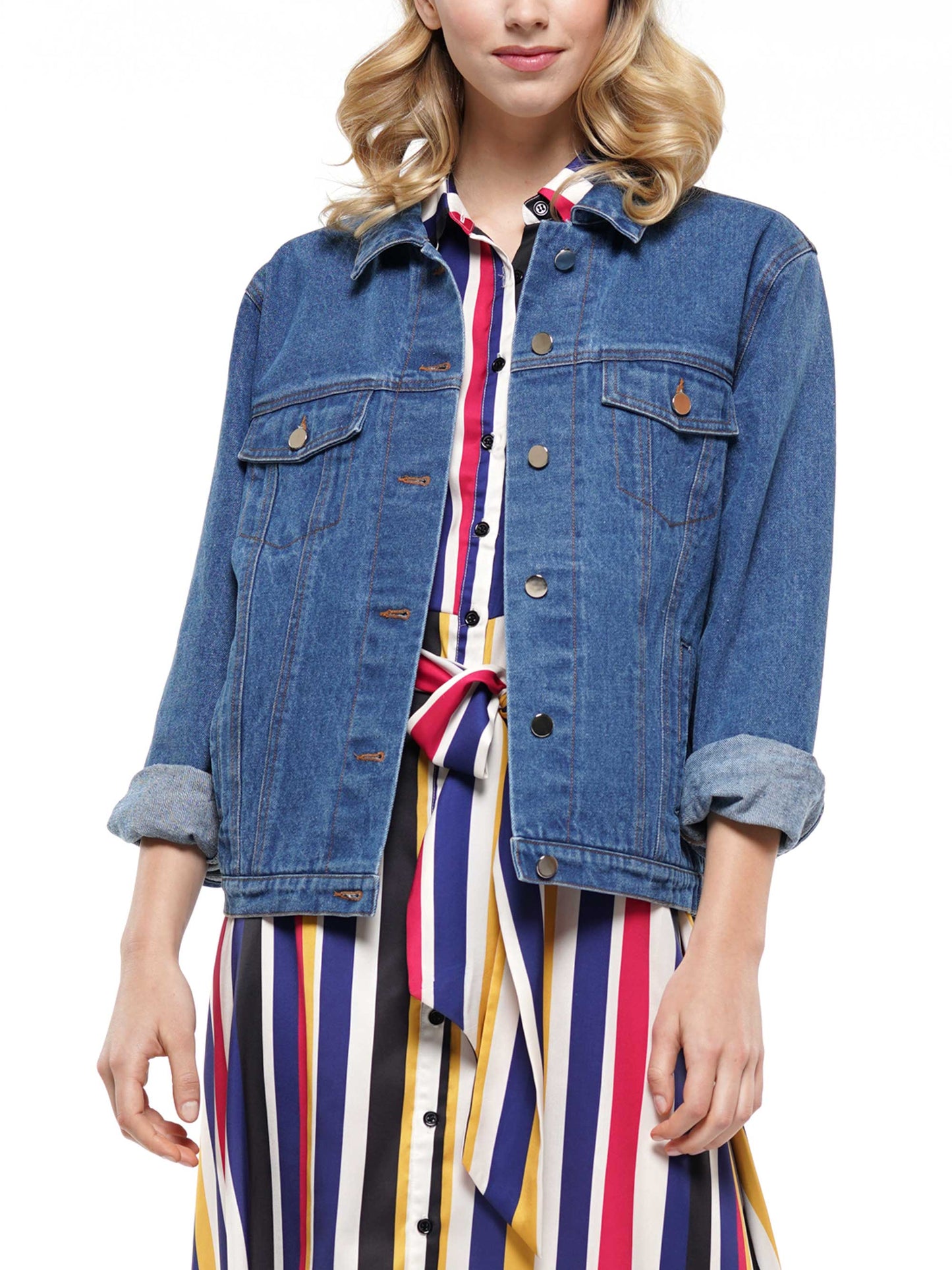 Denim Jacket with Vodka Sequin Patch