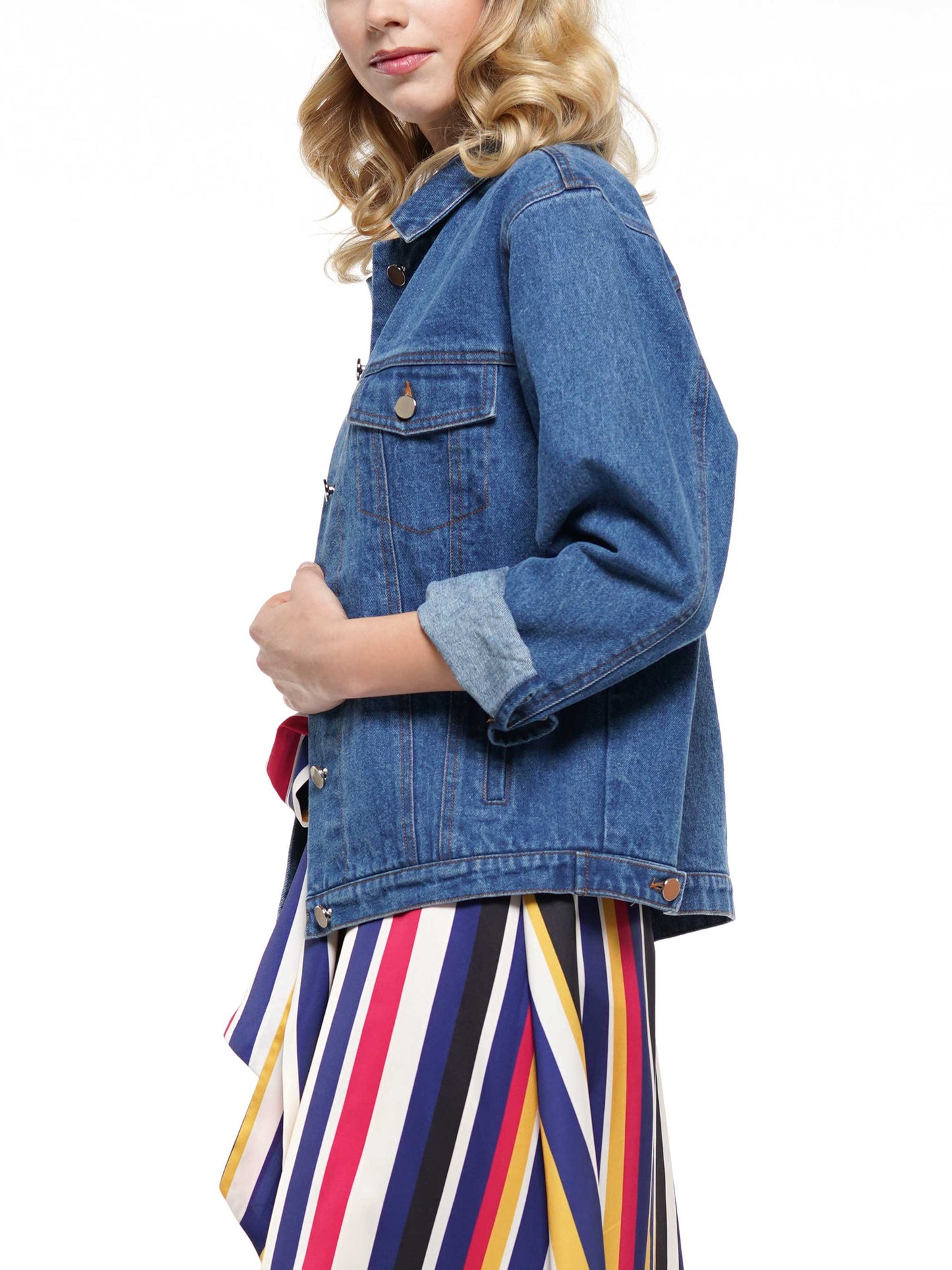 Denim Jacket with Vodka Sequin Patch