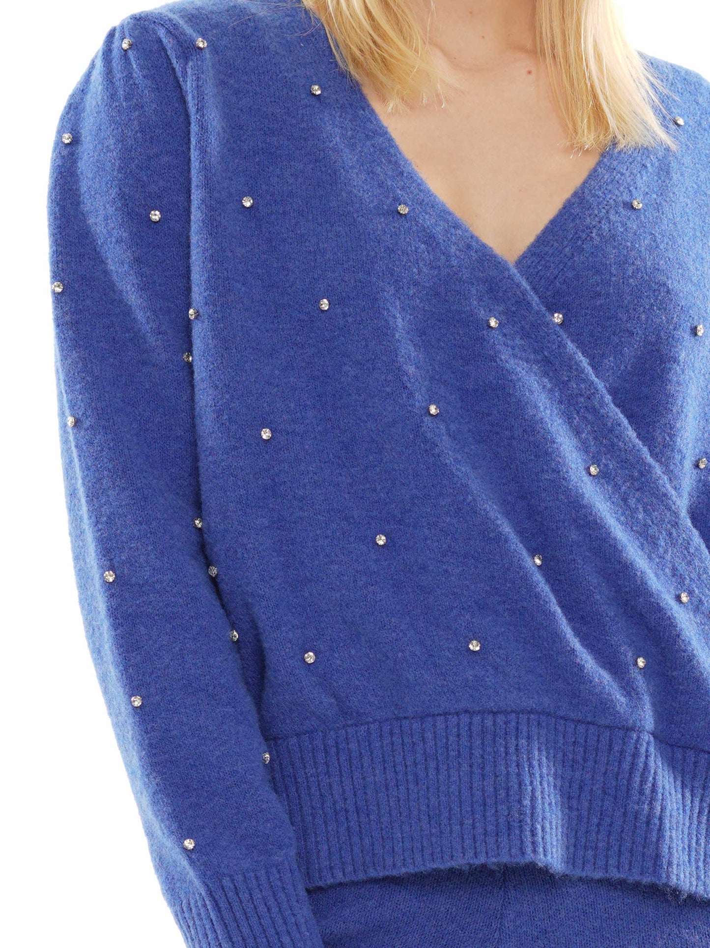 Overlapped Gem Embellished Top & Pant 2-Piece Set