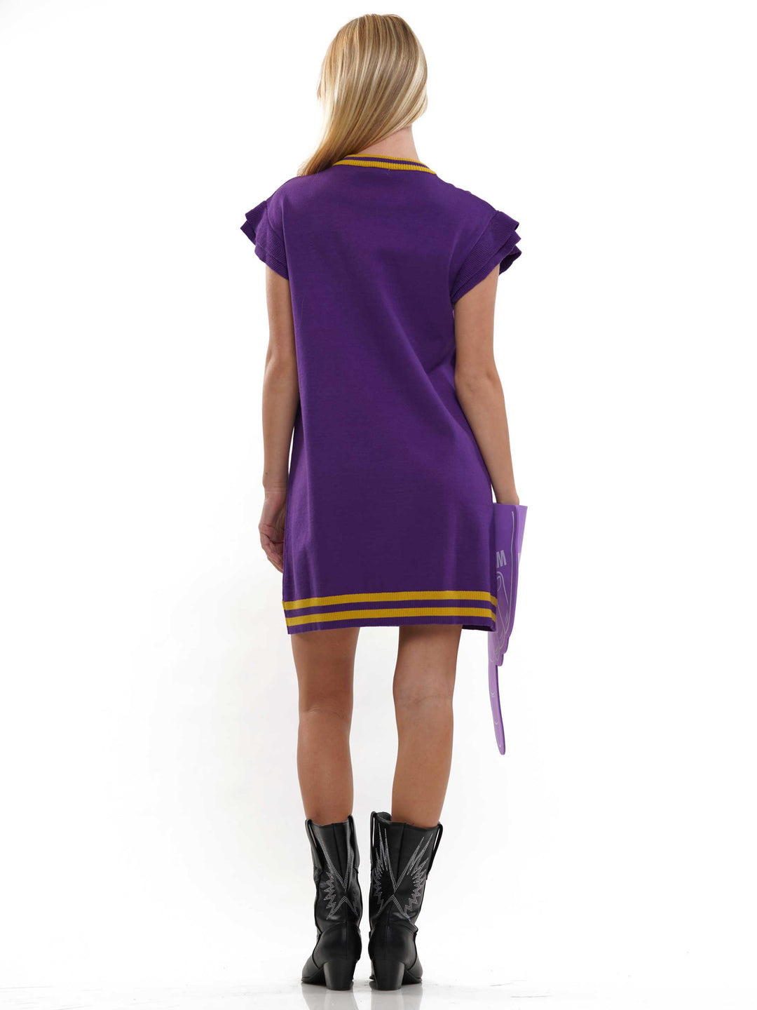 Game Day Ruffled Sleeve Knit Dress