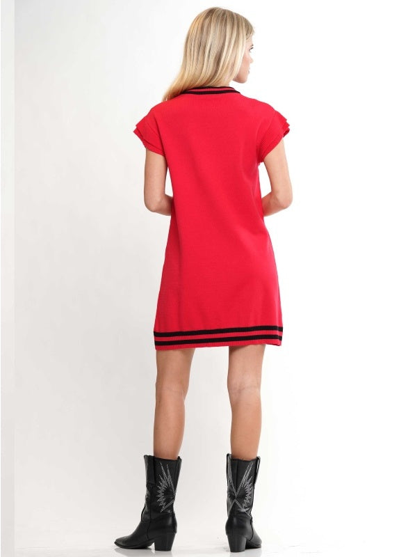 Game Day Ruffled Sleeve Knit Dress