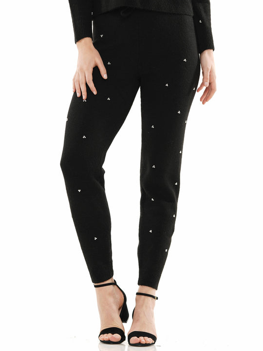 Pearl embellished knit joggers